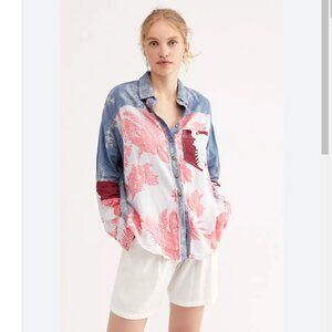 WE THE FREE Patchwork Floral Print Shirt